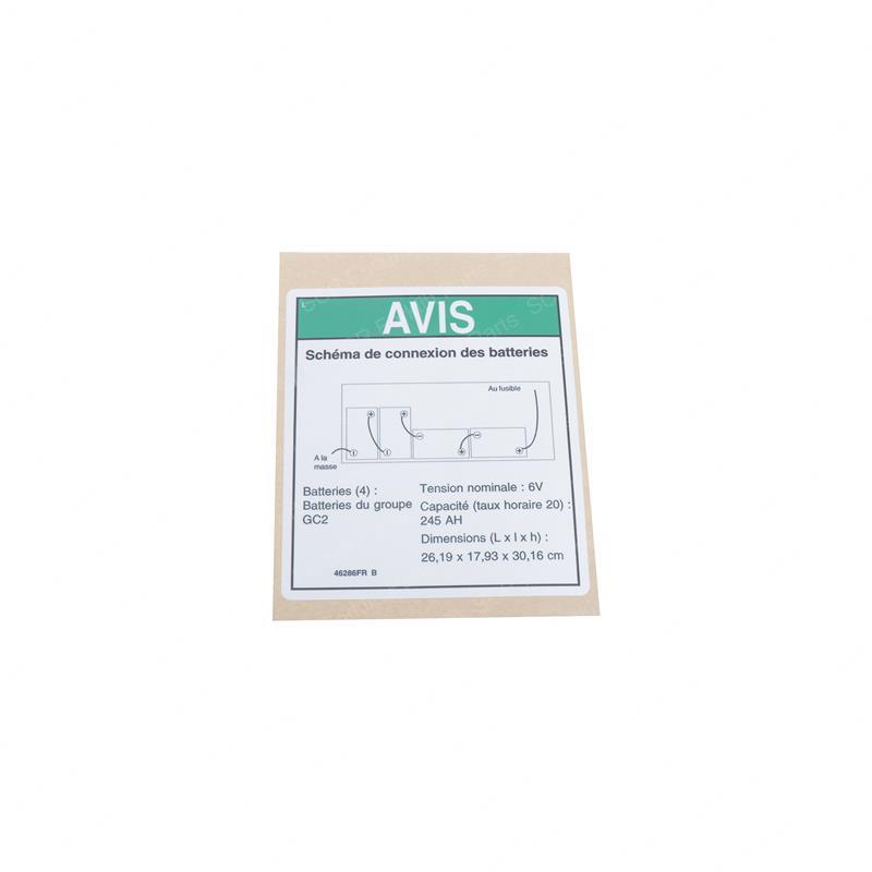 DECAL NOTICE BATTERY CONNECT GN46286FR gn46286fr product image
