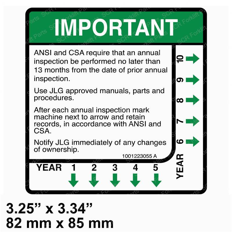 DECAL - YEARLY INSPECTION JL1001223055 jl1001223055 product image
