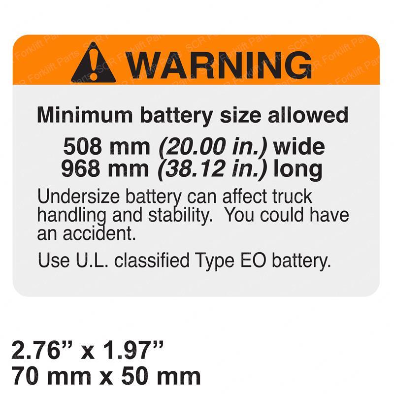 DECAL - WARNING BATTERY SIZE CR69014-043 cr69014-043 product image