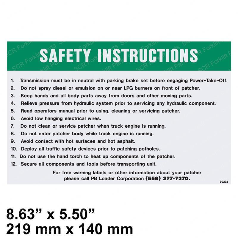 PB LOADER#90293 DECAL SAFETY SY28-101874 sy28-101874 product image