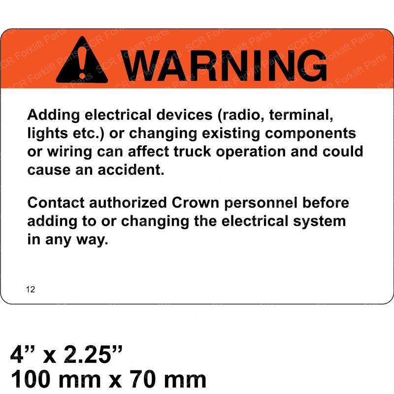 WARNING ELECTRICAL ADDITIONS CR69012 cr69012 product image