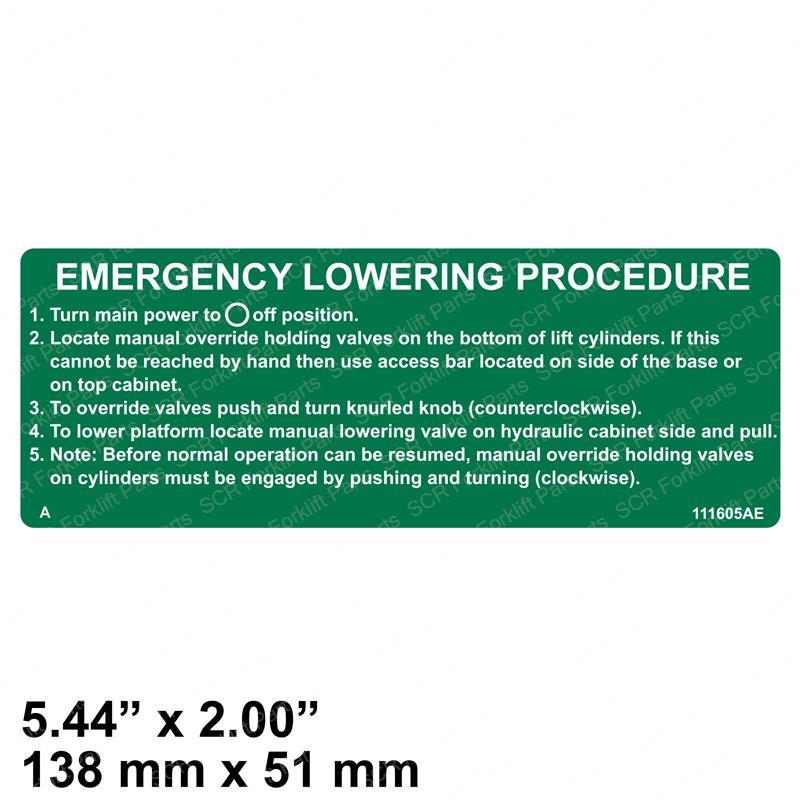 DECAL - EMER LWR PROCEDURE JL111605 jl111605 product image