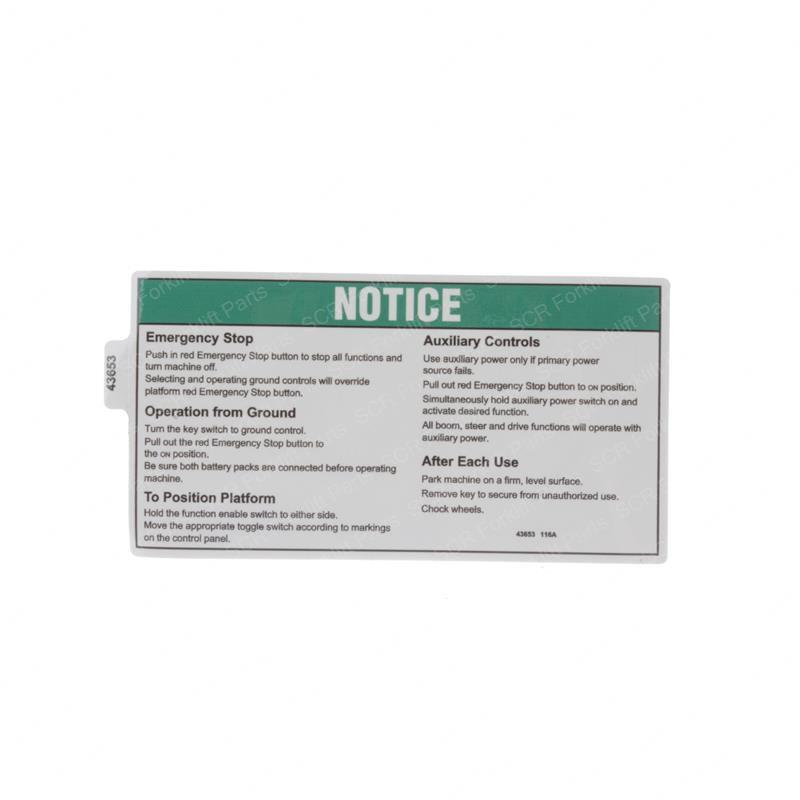 DECAL NOTICE GRD OPER INSTRUC JL43653GT jl43653gt product image