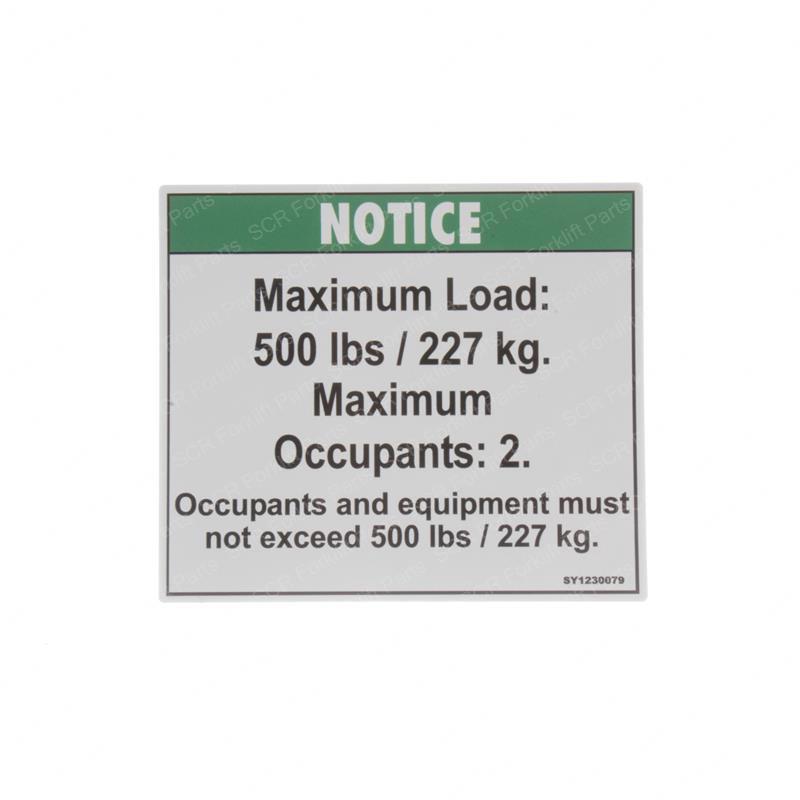 DECAL - NOTICE MAX LOAD 500 LBS GN37052GT gn37052gt product image
