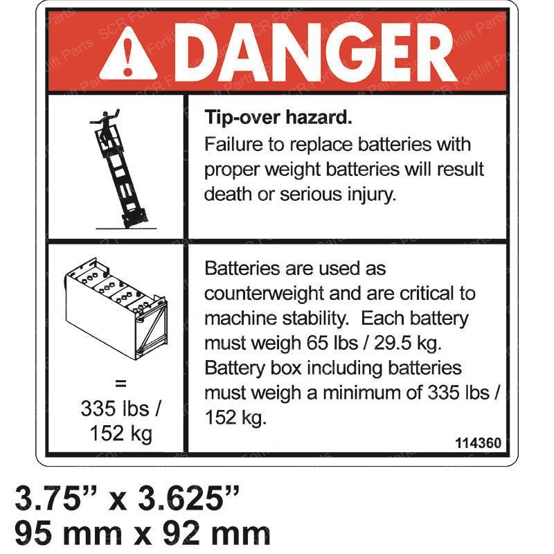 DECAL - DANGER TIP OVER BATTERY JL114360GT jl114360gt product image